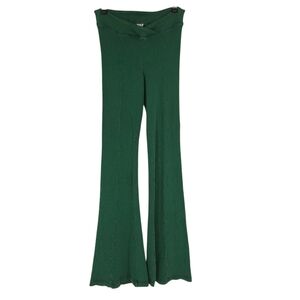 Out From Under Bell Bottom Yoga Pants Green Rib Knit Low Rise Flare Small